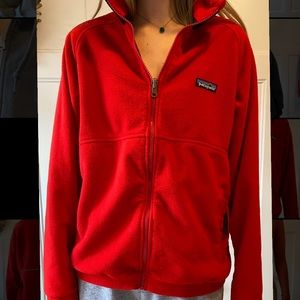 Red Patagonia fleece zip up